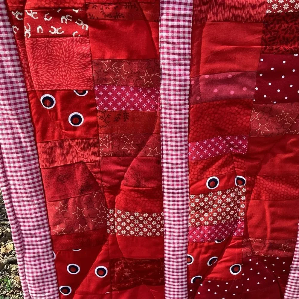 NWT Hand Crafted “Red Coins” Quilt